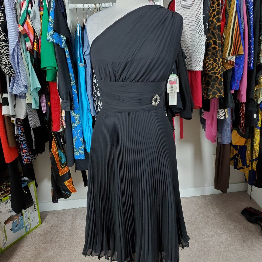Maggy London Black One Shoulder Dress; NWT